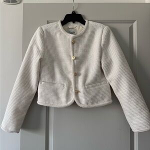 Abercrombie Elegant White Textured Women's Jacket